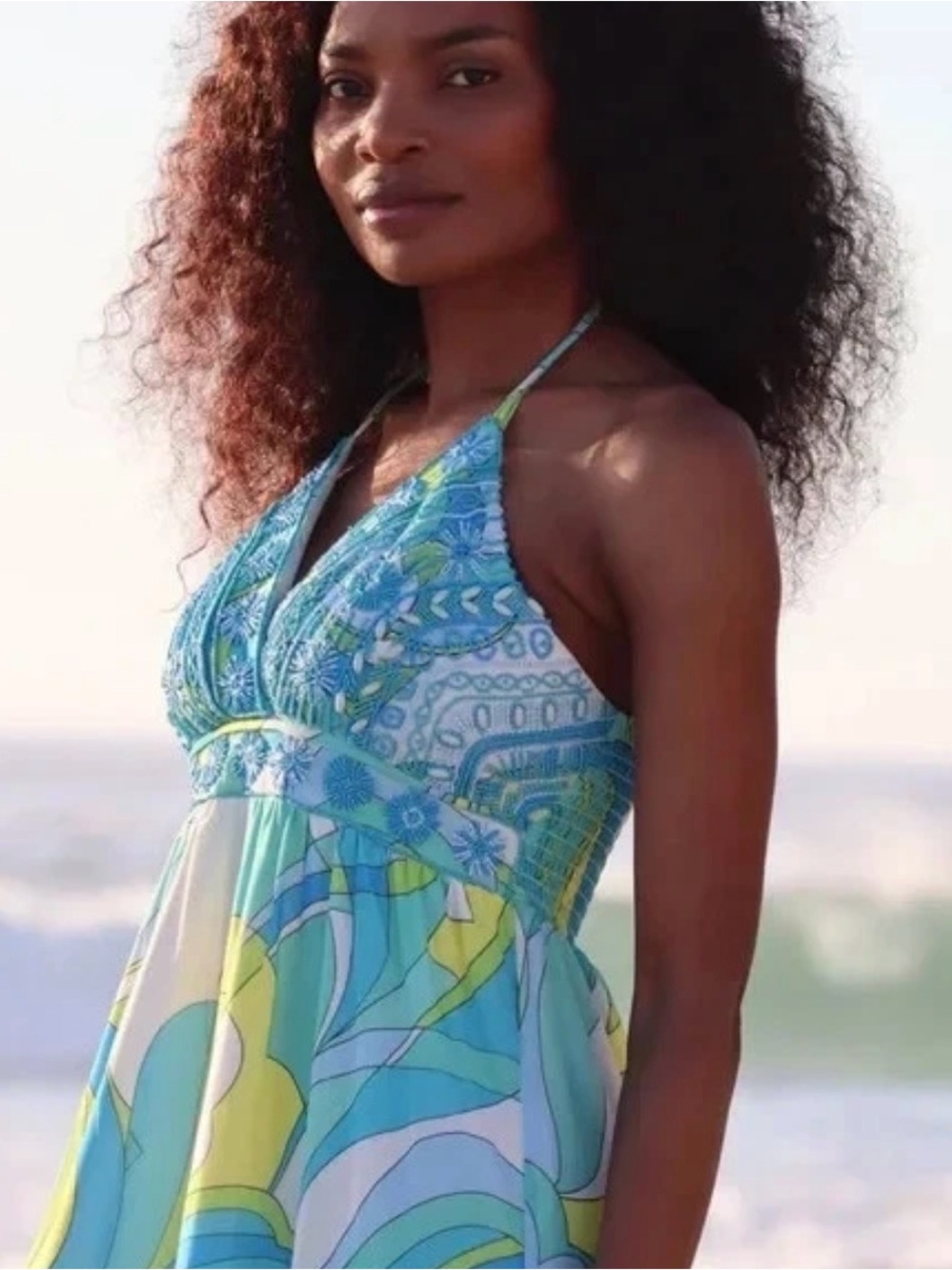 Boston Proper Capri Waters Beaded halter Maxi Dress - S - Picture 2 of 14